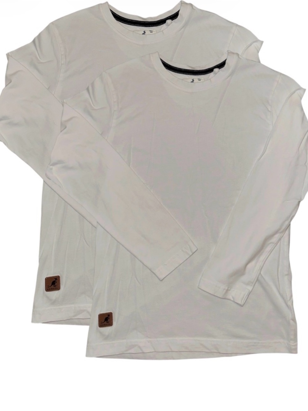 KANGOL Boys Long-Sleeve Cotton Crew Neck Shirts - White